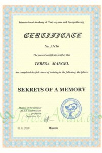 20191103_31456_sertifikaat_practitioner_IACEP_International_Academy_of_Clairvoyance_and_Energopsychology_TeresaMangel_ENG